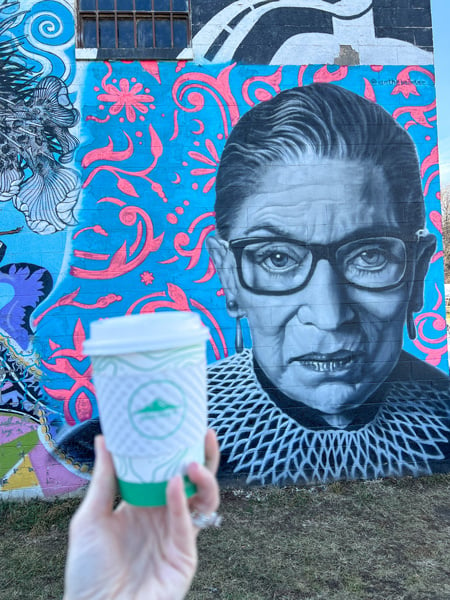 Summit Coffee in front of RBG mural