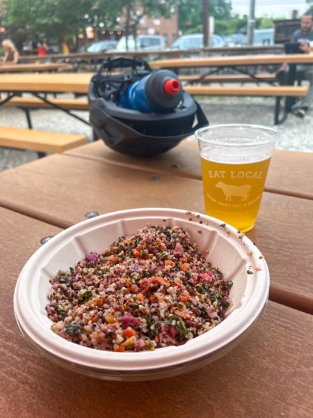 Quinoa bowl and beer at Swamp Rabbit Cafe and Grocery