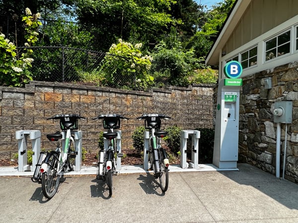 Bike rental station at Greenville Zoo