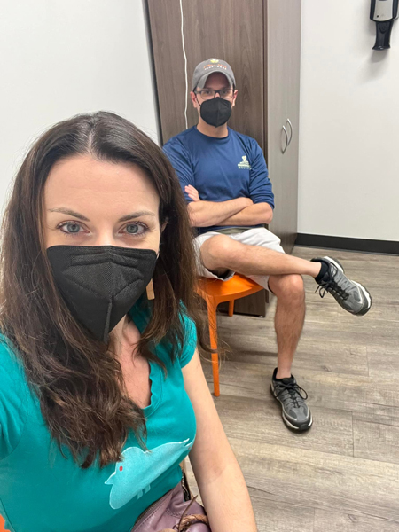 Masked Christine and Tom at Urgent Care Asheville